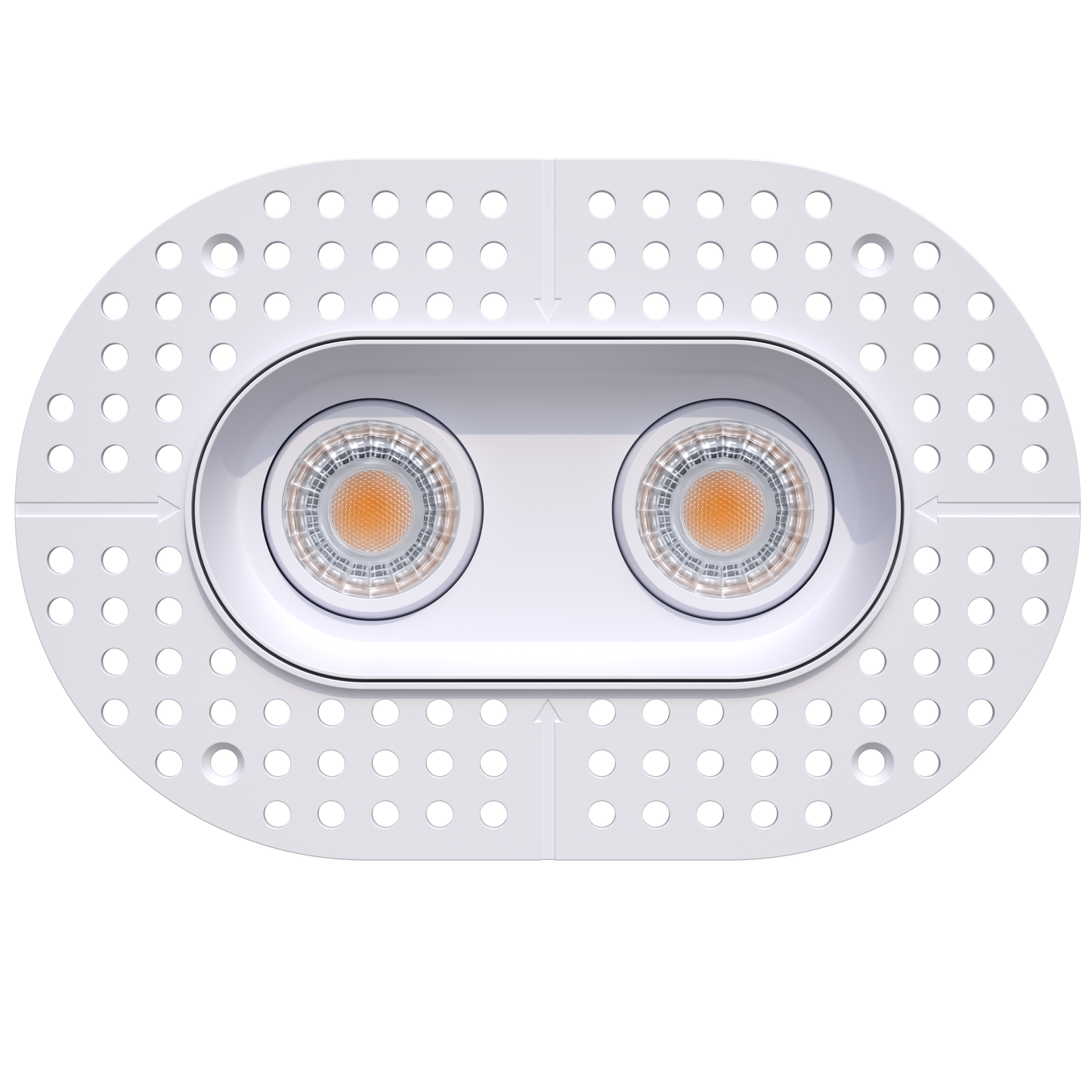 3" Oval Double Head Regress Gimbal Trimless White