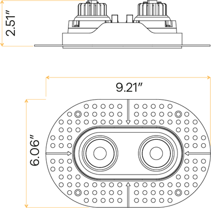 3" Oval Double Head Regress Gimbal Trimless White