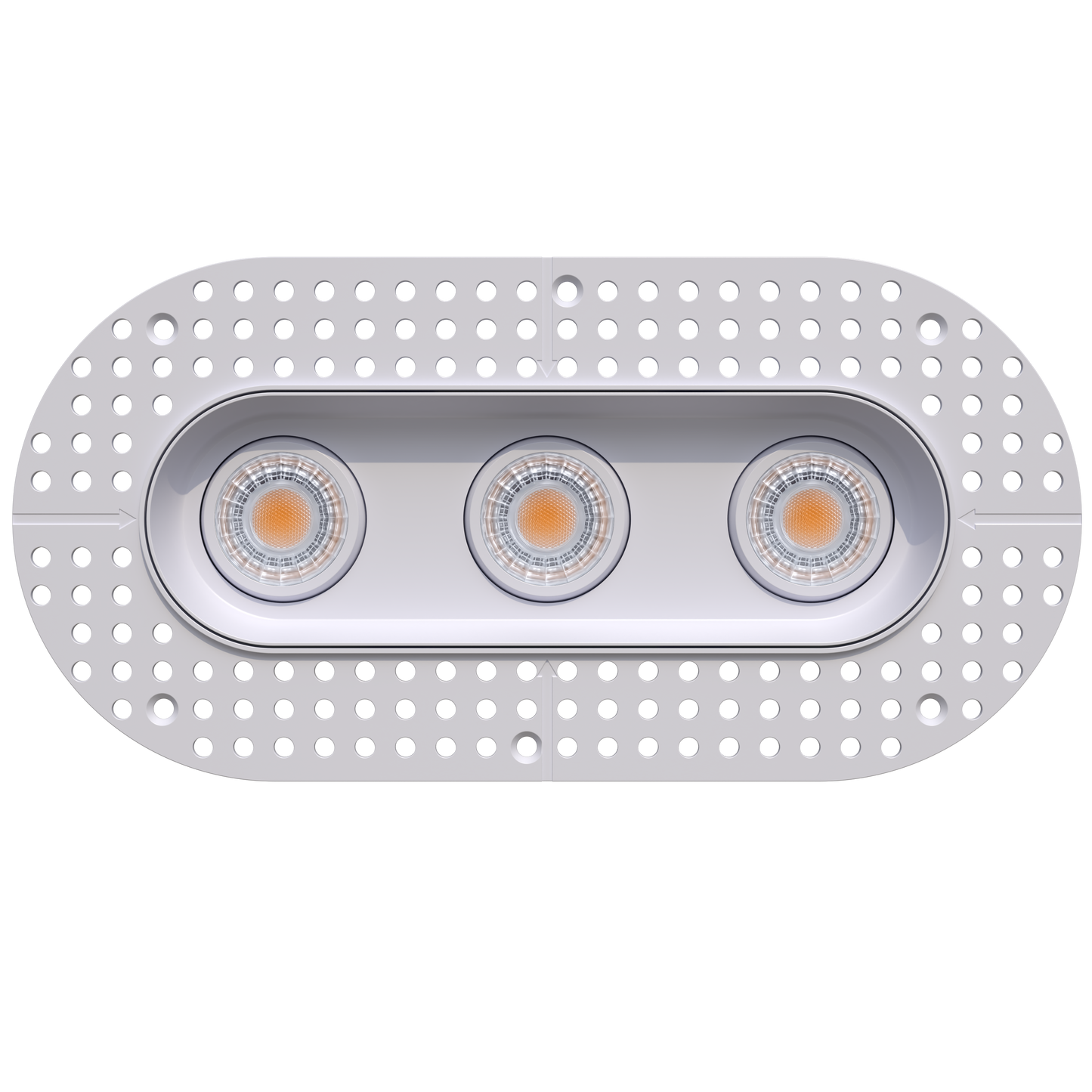 3" Oval Triple Head Regress Gimbal Trimless White