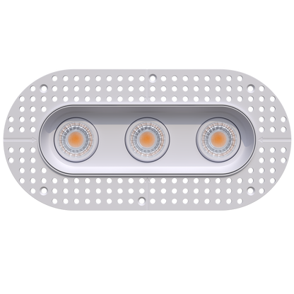 3" Oval Triple Head Regress Gimbal Trimless White