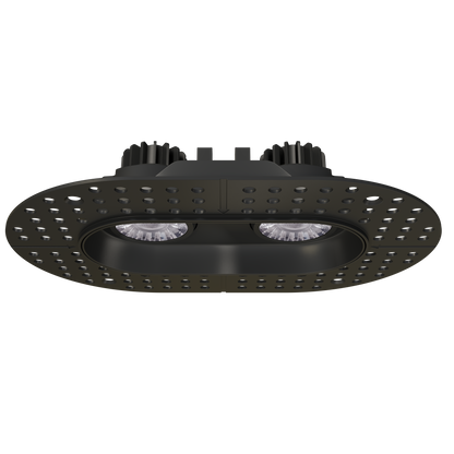 3" Oval Double Head Regress Gimbal Trimless Black