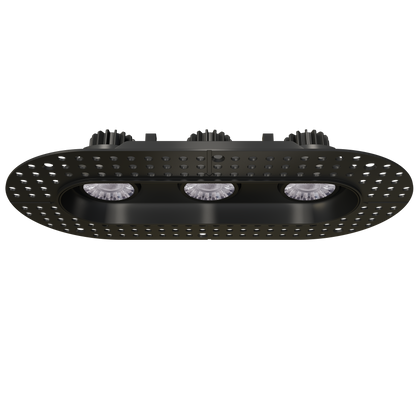 3" Oval Triple Head Regress Gimbal Trimless Black