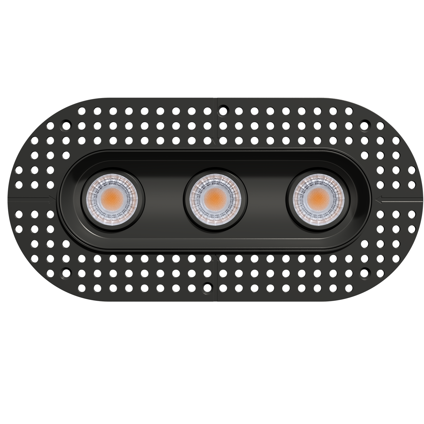 3" Oval Triple Head Regress Gimbal Trimless Black