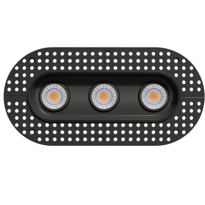 3" Oval Triple Head Regress Gimbal Trimless Black