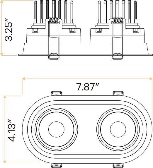 3.5" Oval Double Head Regress Gimbal White
