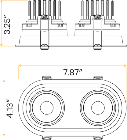3.5" Oval Double Head Regress Gimbal White
