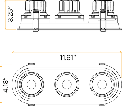 3.5" Oval Triple Head Regress Gimbal White