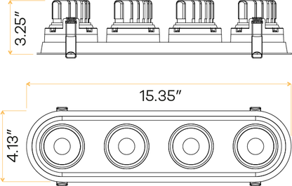 3.5" Oval Four Head Regress Gimbal White