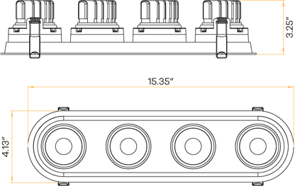3.5" Oval Four Head Regress Gimbal Black