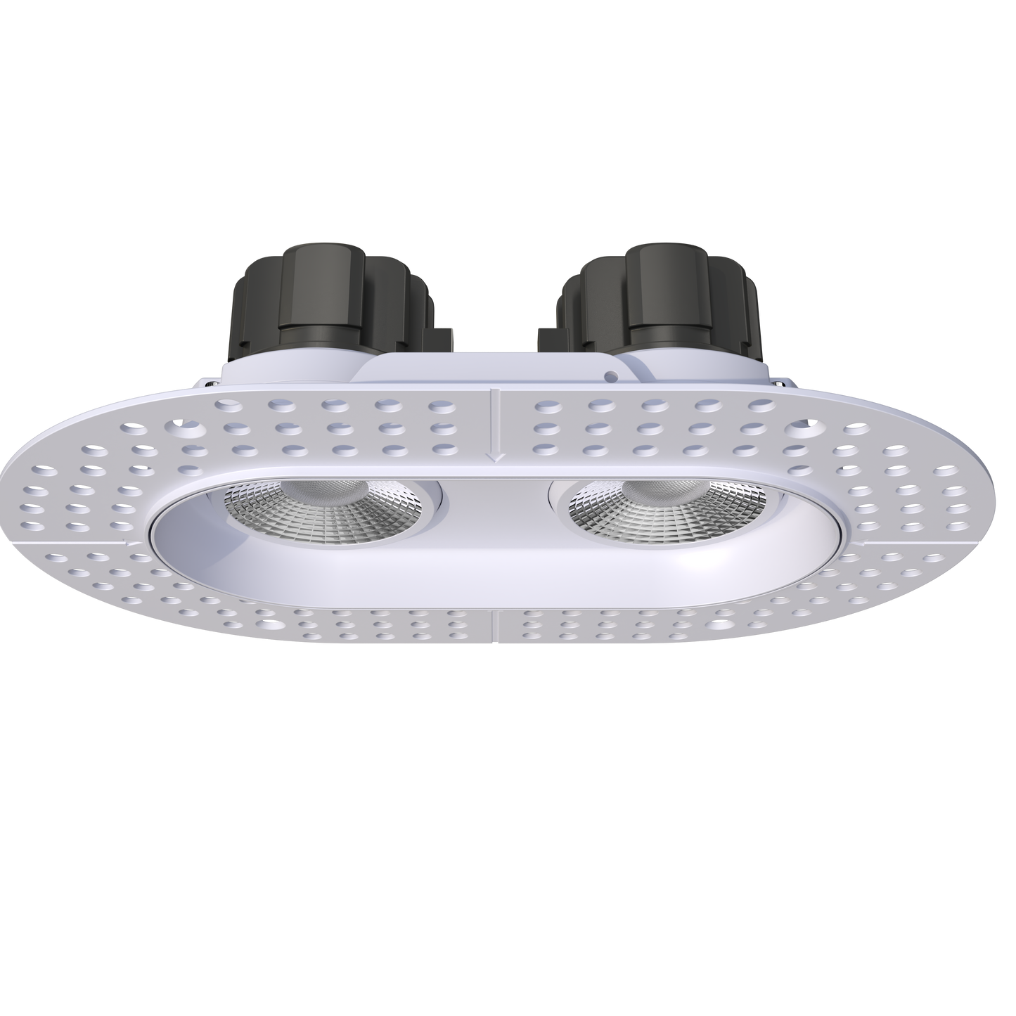 3.5" Oval Double Head Regress Gimbal Trimless White