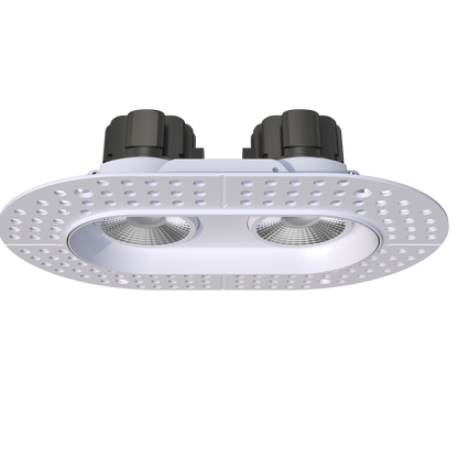 3.5" Oval Double Head Regress Gimbal Trimless White