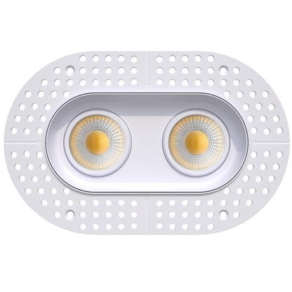 3.5" Oval Double Head Regress Gimbal Trimless White