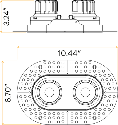 3.5" Oval Double Head Regress Gimbal Trimless White