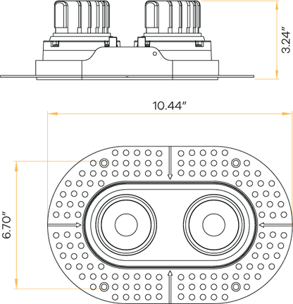 3.5" Oval Double Head Regress Gimbal Trimless White