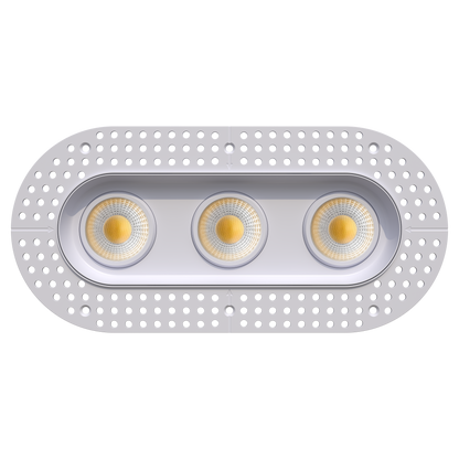 3.5" Oval Triple Head Regress Gimbal Trimless White