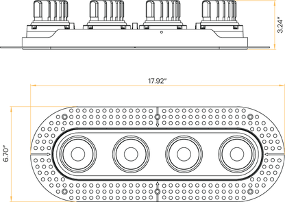 3.5" Oval Four Head Regress Gimbal Trimless White