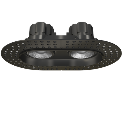 3.5" Oval Double Head Regress Gimbal Trimless Black