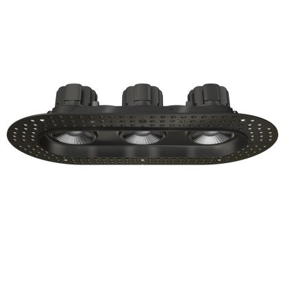 3.5" Oval Triple Head Regress Gimbal Trimless Black