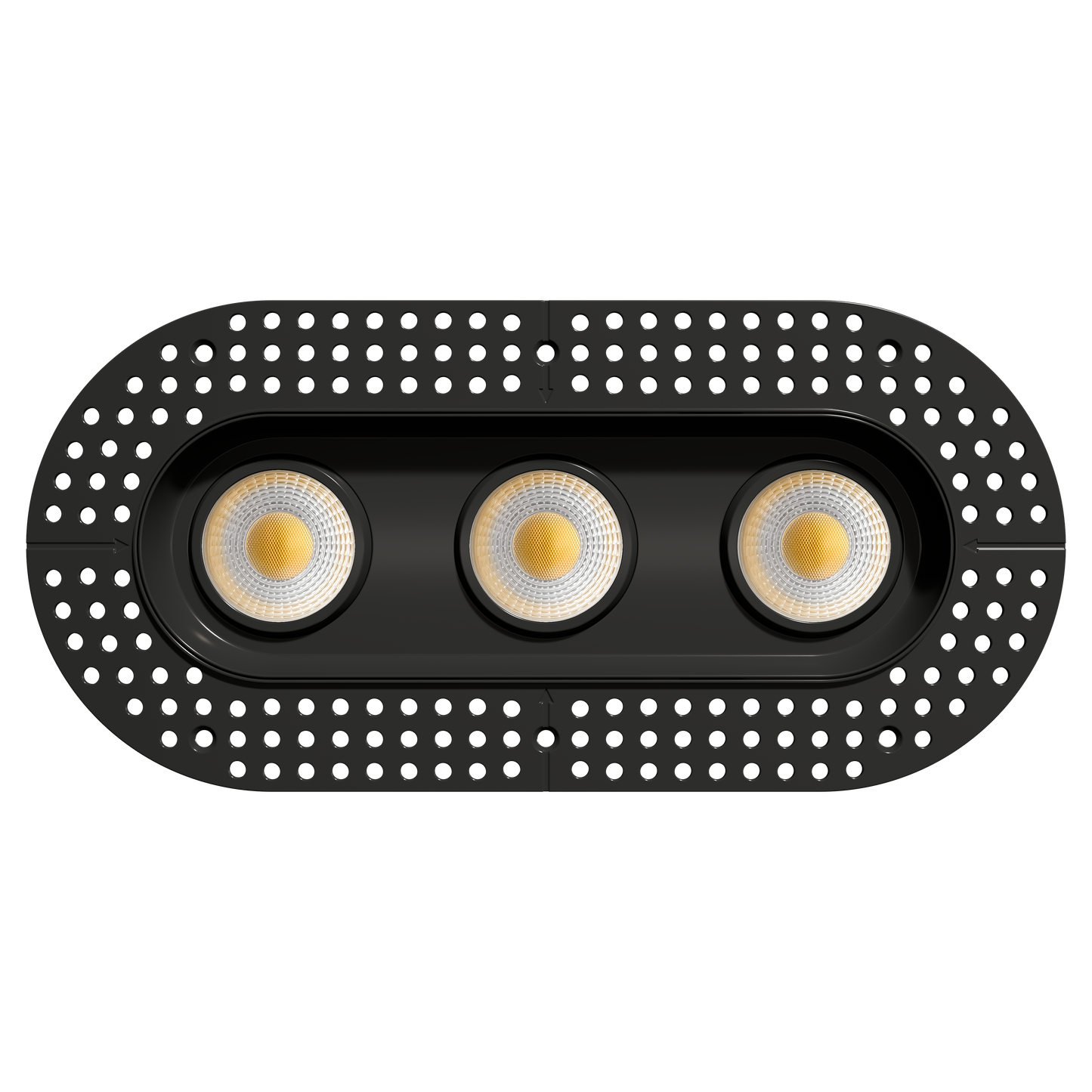 3.5" Oval Triple Head Regress Gimbal Trimless Black