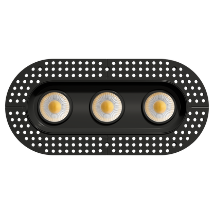 3.5" Oval Triple Head Regress Gimbal Trimless Black