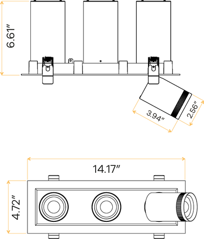 3” Triple Head Retractable Multiple White
