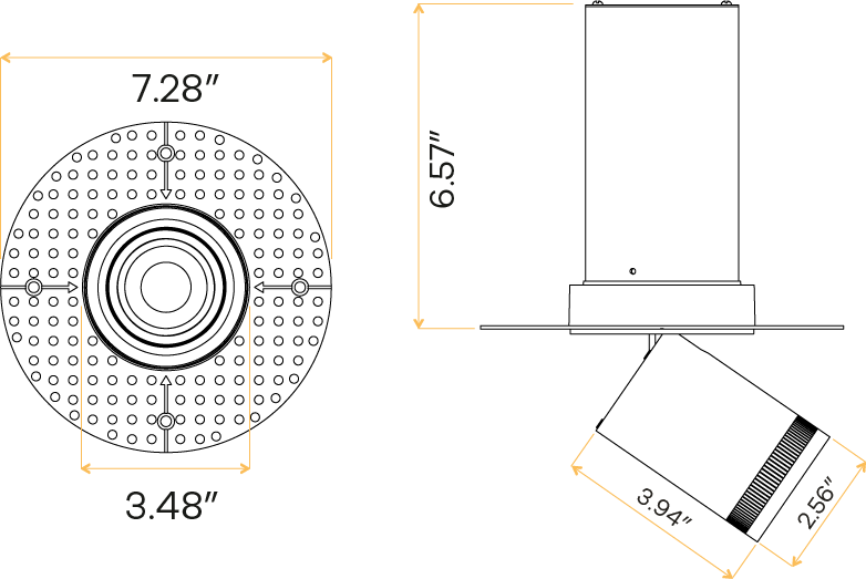 3” Round Retractable Trimless White