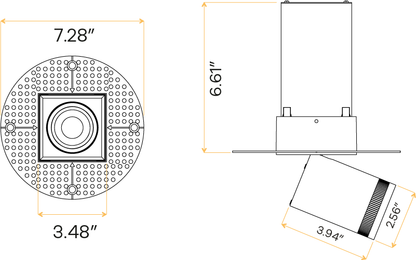 3” Square Retractable Trimless White