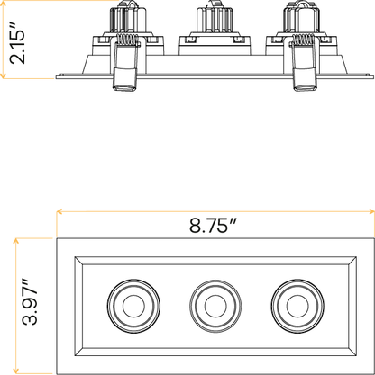2” Triple Head Regress Multiple Gimbal White