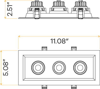 3” Triple Head Regress Multiple Gimbal White