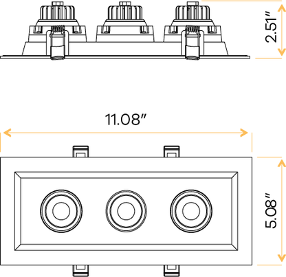 3” Triple Head Regress Multiple Gimbal White