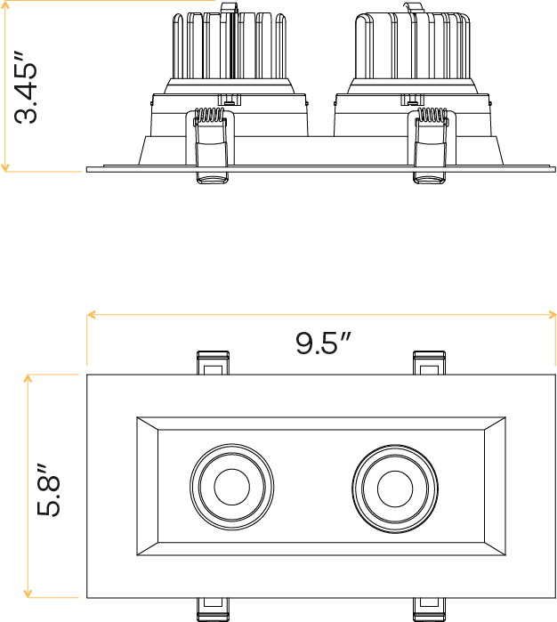 3.5” Double Head Regress Multiple Gimbal White