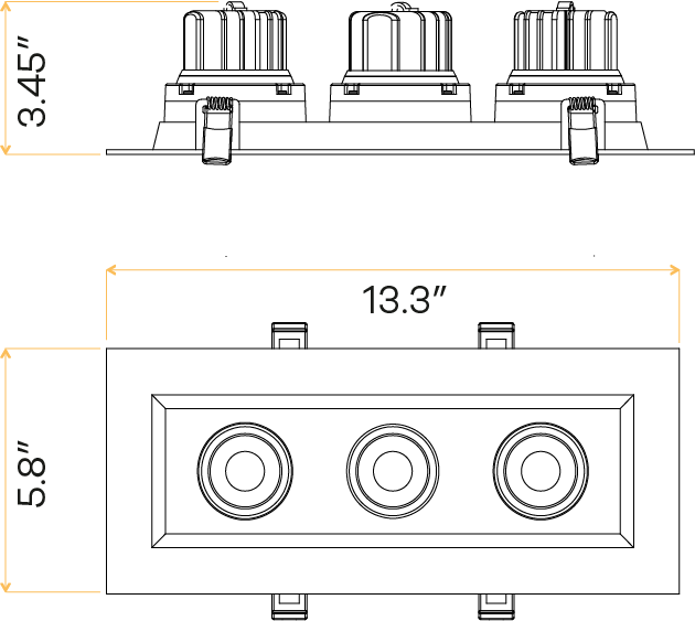 3.5” Triple Head Regress Multiple Gimbal White