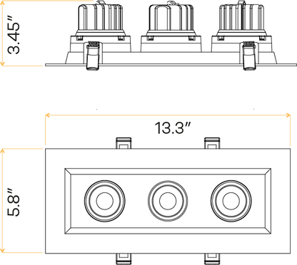 3.5” Triple Head Regress Multiple Gimbal White