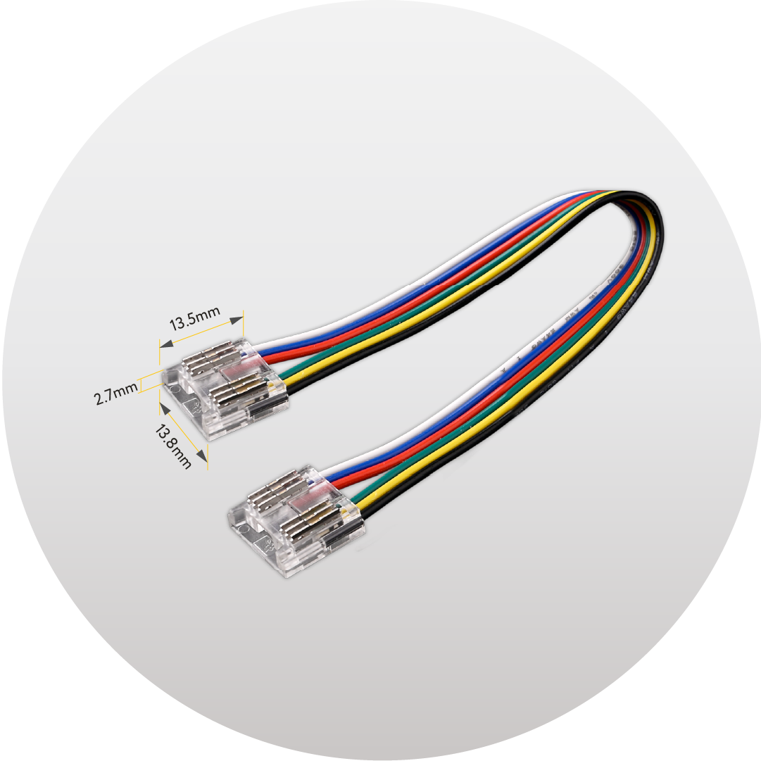 Clear RGBWW Connector with 6" Wire 5PK