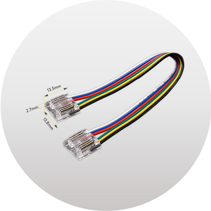 Clear RGBWW Connector with 6" Wire 5PK