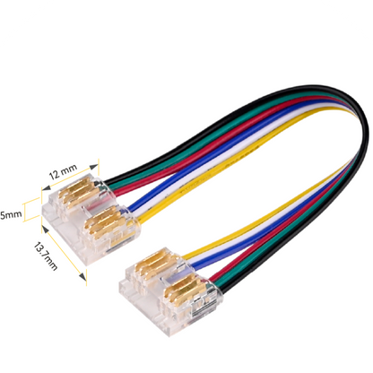 Clear RGBWW Connector with 6" Wire 5PK