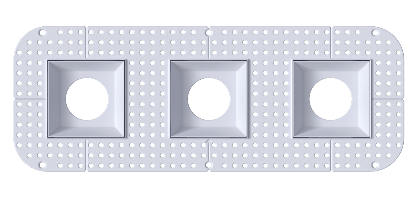 3.5 Inch Square Triple Head Trimless Kit