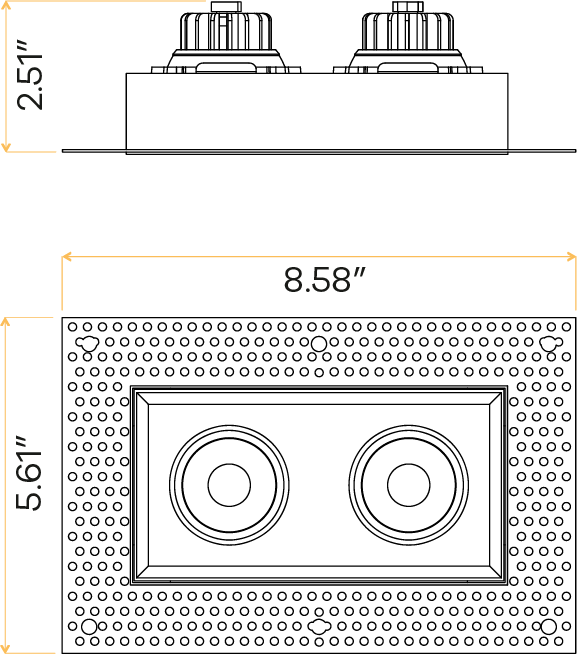 3" Double Head Trimless Regress Multiple Gimbal White
