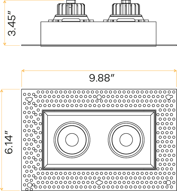 3.5" Double Head Trimless Regress Multiple Gimbal White