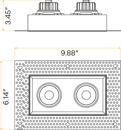 3.5" Double Head Trimless Regress Multiple Gimbal White