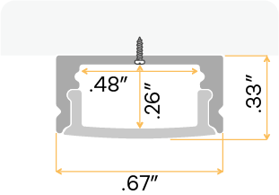 1/2" Aluminum Surface Mount Channel Silver