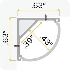 1/2" Aluminum Surface Mount Corner Channel