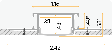 1/2" Aluminum Trimless Channel
