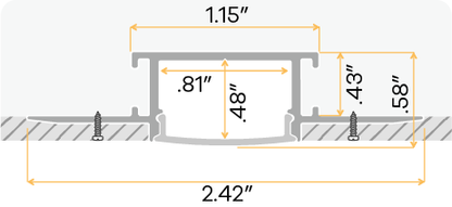 1/2" Aluminum Trimless Channel