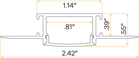 1" Aluminum Trimless Channel 12ft