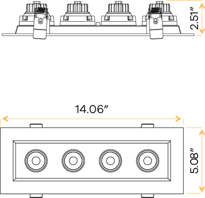 3” Four Head Regress Multiple Gimbal White