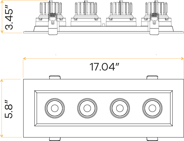 3.5” Four Head Regress Multiple Gimbal White