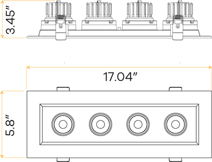 3.5” Four Head Regress Multiple Gimbal White
