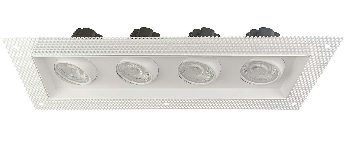 3.5" Four Head Trimless Regress Multiple Gimbal White
