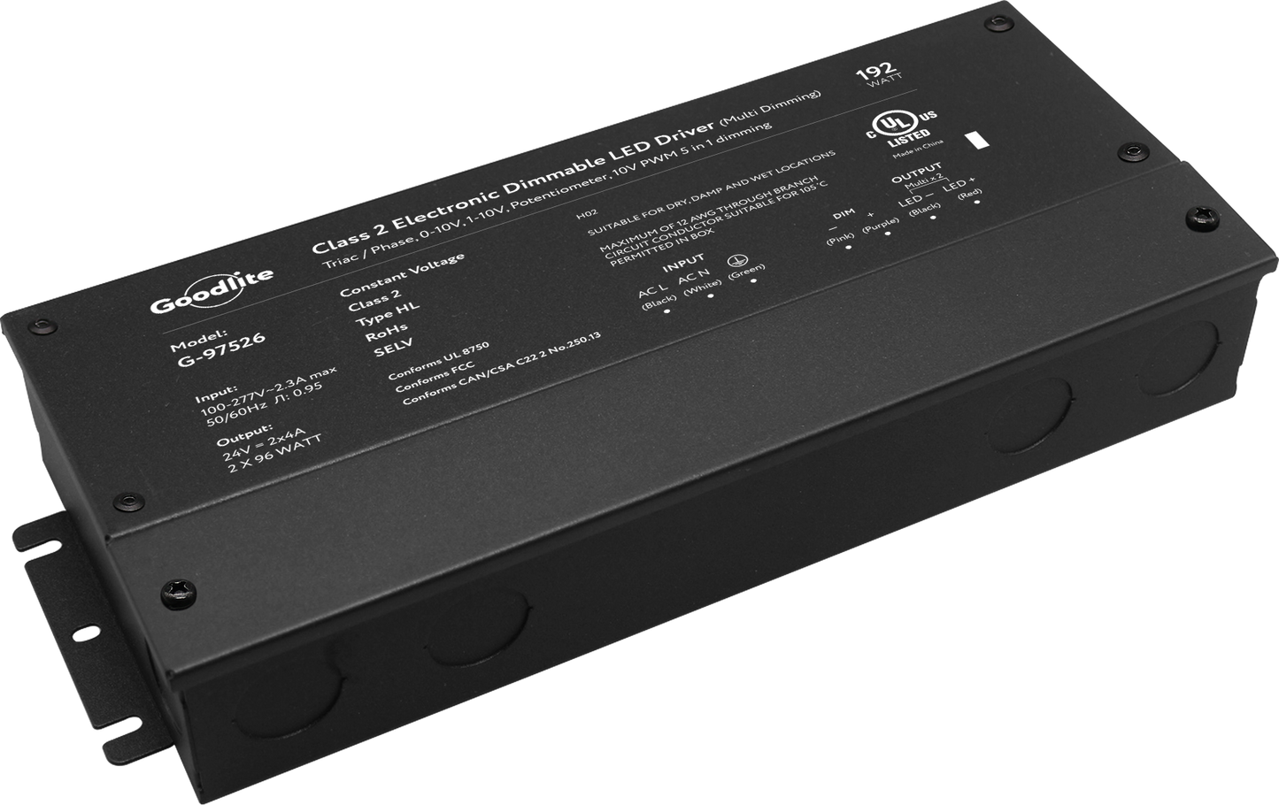 192W Class 2 Multi Circuit Electronic Led Driver 24V (Multi Dimming)